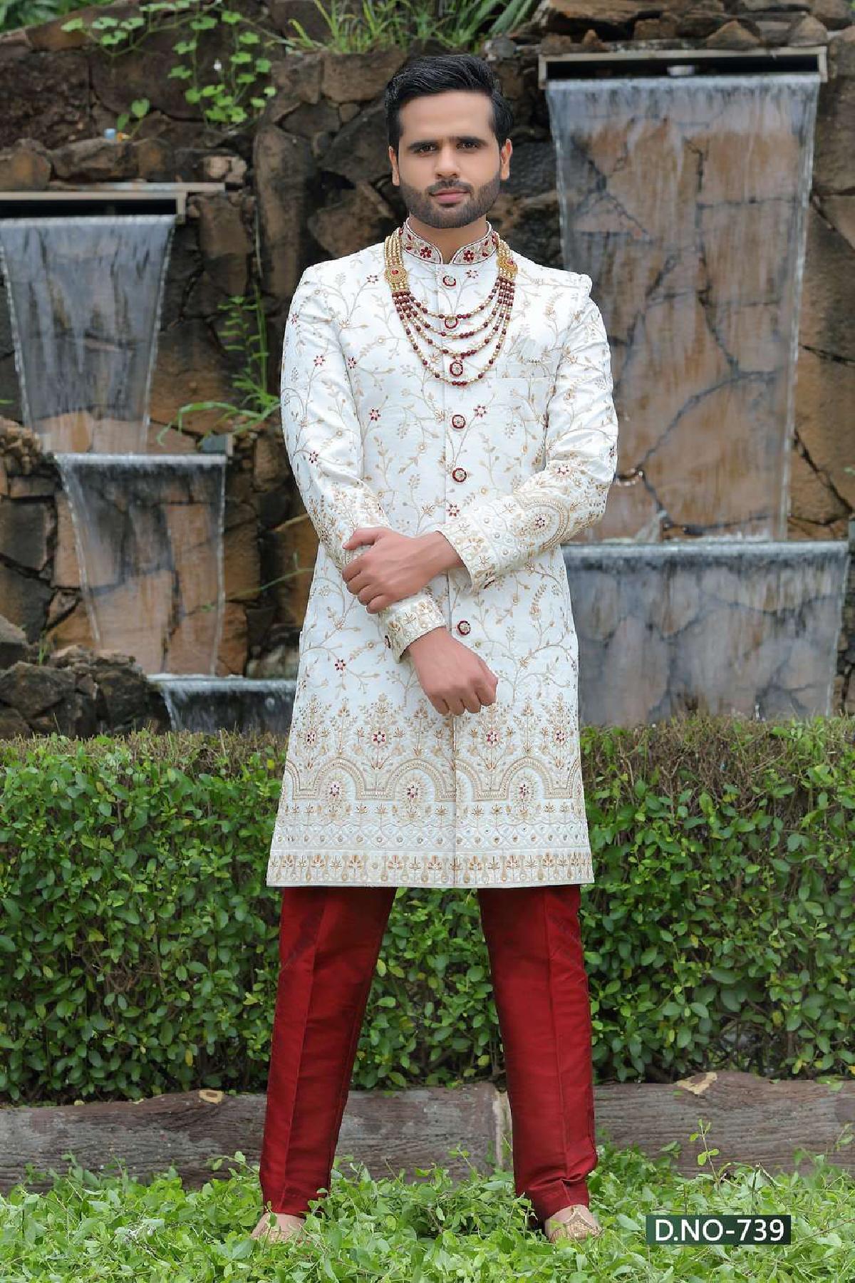 Designer Latest Groom Embroidered Sherwani - DN-1643