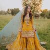 Yellow Designer Partywear and Wedding Garara with Embroidery Bespoke made to order - DN-1278