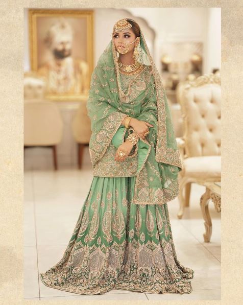 Green Furshy Garara Wedding Latest stunning Bridal Collection Nikaah engagement dress - DN-1108