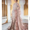 Pink Classy Designer Wedding and Reception long Trail Gown with Embroidery and Bespoke - DN-1151