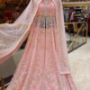 Pink Designer Indian and Pakistani Partywear split Jacket with Skirt and Embellishment - DN-1447