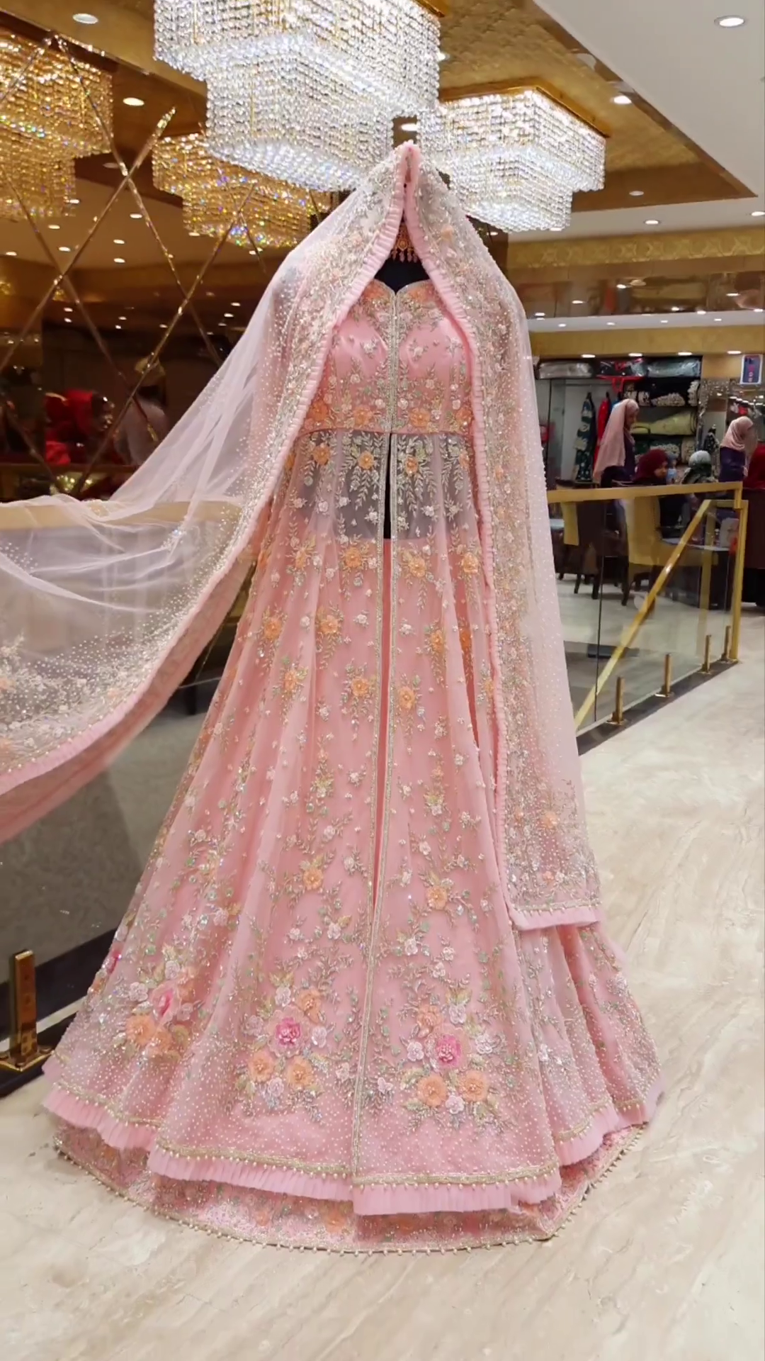 Pink Designer Indian and Pakistani Partywear split Jacket with Skirt and Embellishment - DN-1447