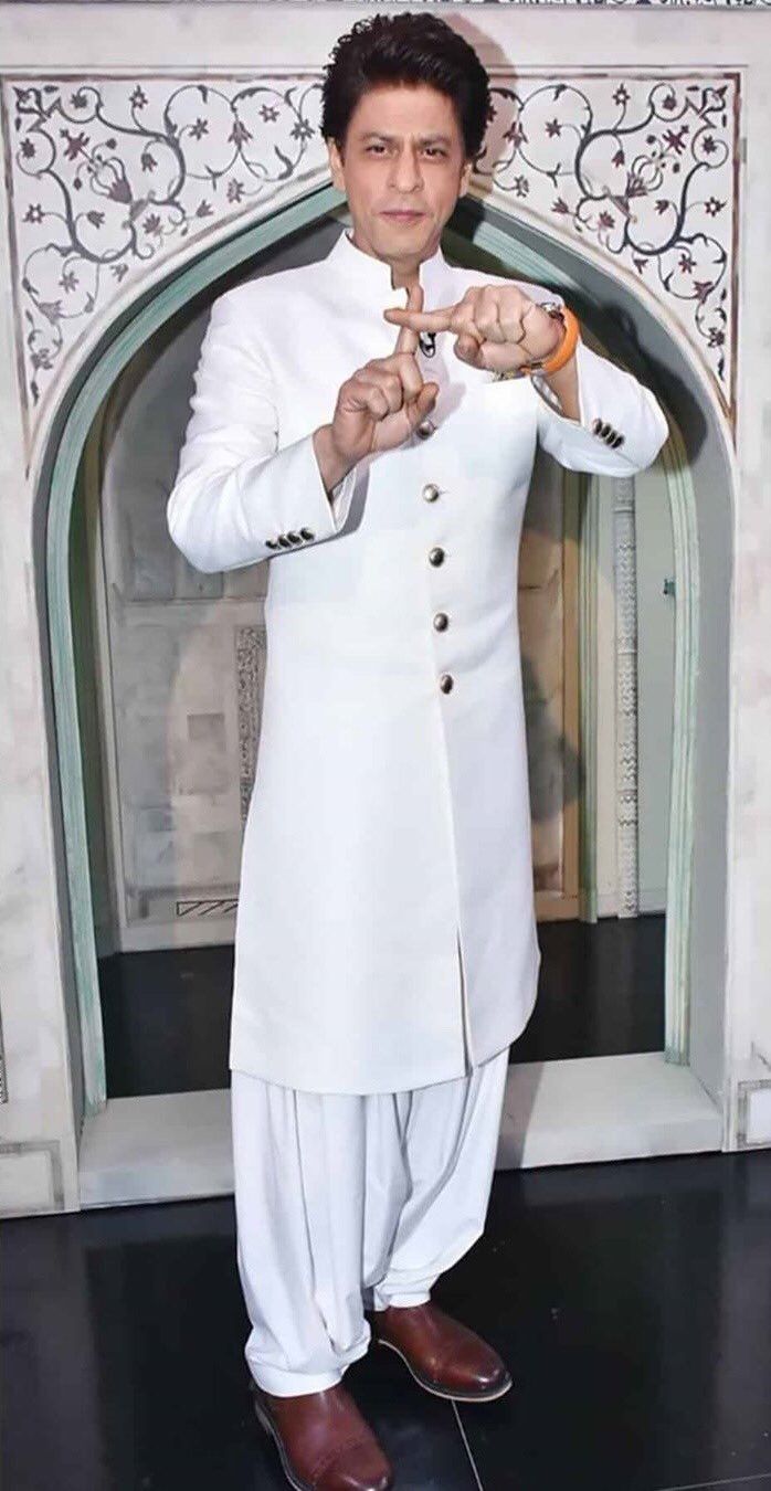 Shahrukh Khan Band Galla Shervani designer Long White Men suit - DN-1014