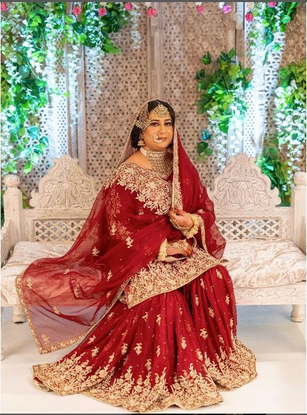 Red Pakistani Garara New Collection Bollywood Furshy Look New Nikaah - DN-1106