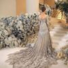Stunning Rose Gold Walima Bridal Dress With Long Trail | Kshkin - DN-2072