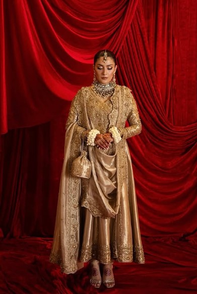 Golden Anarkali Pakistani Party Wear Suit Design by sakshi sindhi - DN-1034
