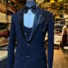 Dark Blue Designer Wedding and Reception Tuxedo Suit with Embroidery - DN-1304