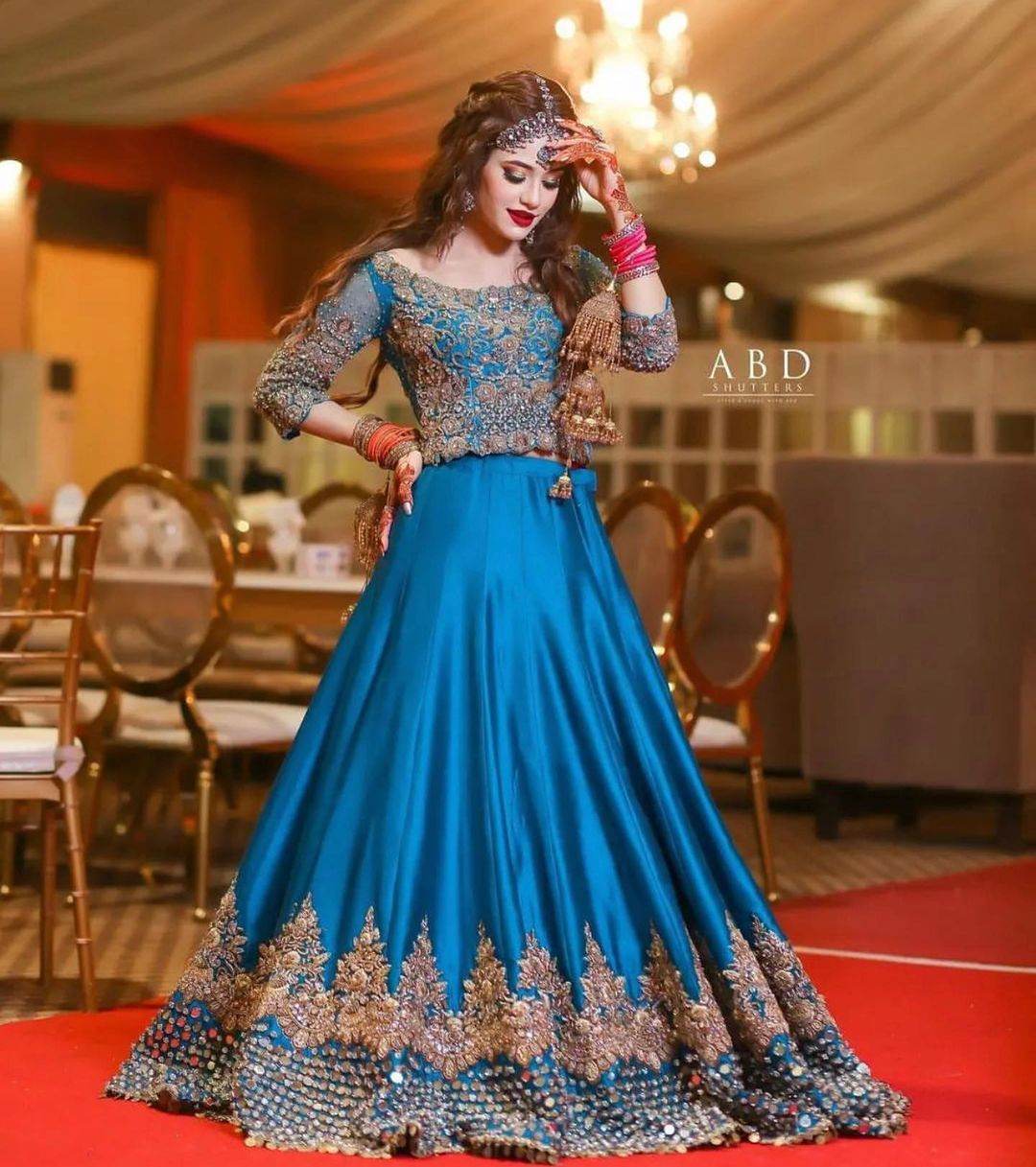 Blue Attractive Designer Reception Lehenga choli with Embroidery Bespoke - DN-1132