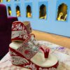 Designer Red Velvet Wedding Wedges and Embroidery - DN-1443
