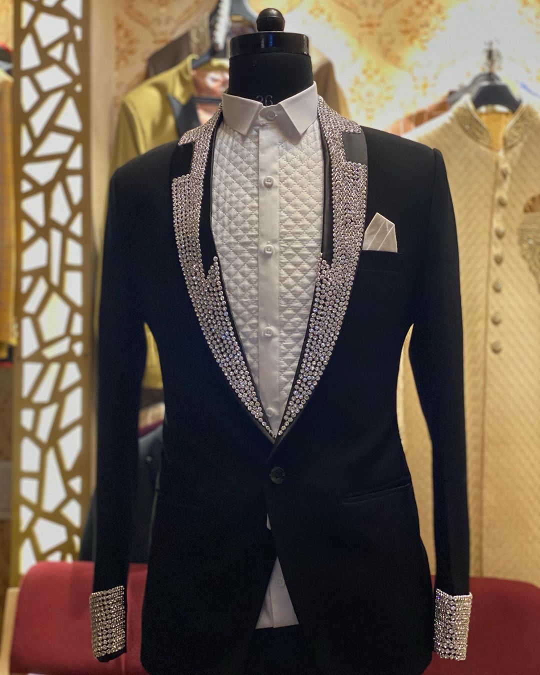 Blue Designer Partywear and Wedding Tuxedo suit with Sequence work - DN-1309