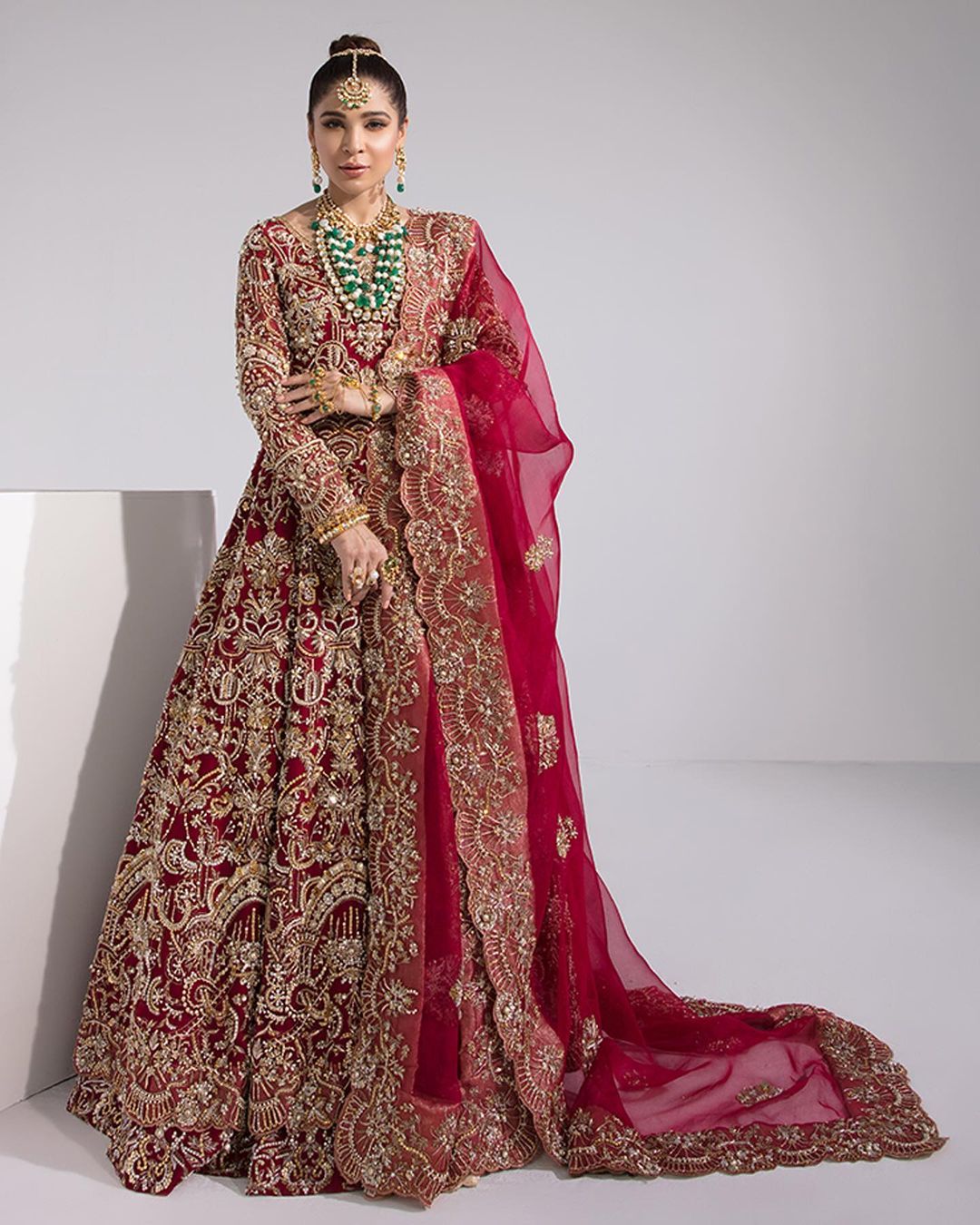 Pink Designer Pakistani wedding Anarkali with lehenga and Embellishment - DN-1441