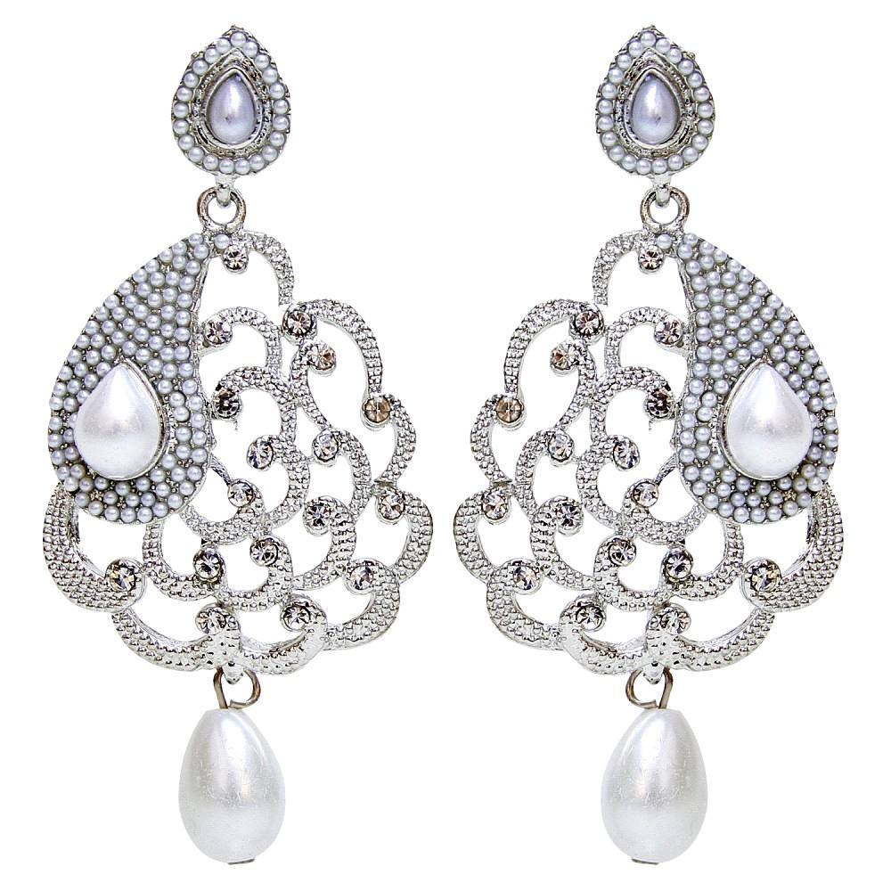 White silver Pearl designer Earring - DN-2025