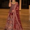 Maroon Designer Indian Bridal Lehenga with Golden Embroidery - DN-1548