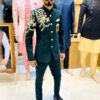 Green Designer Reception Tuxedo Suit with Embroidery Bespoke made to order - DN-1269