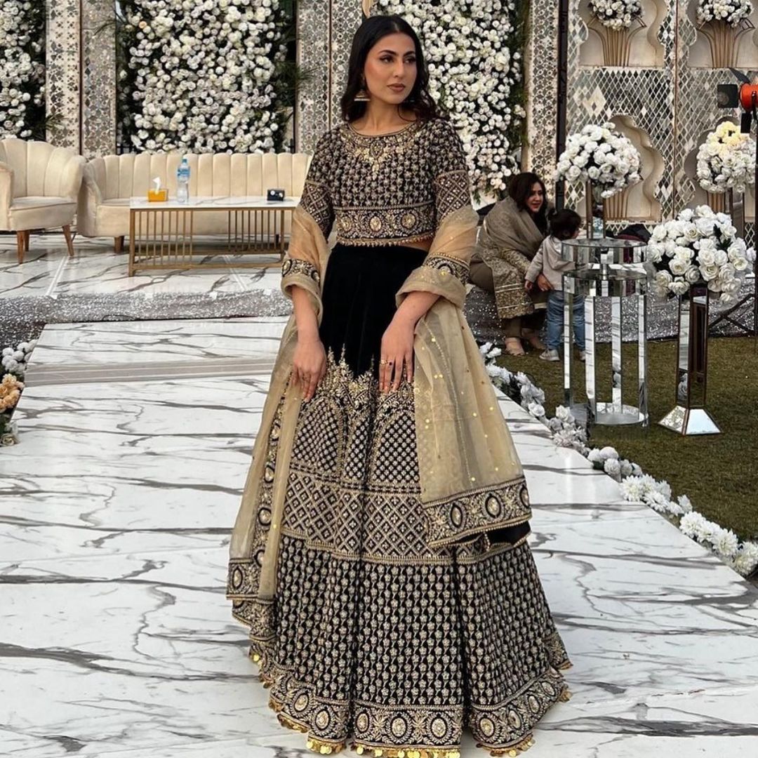 Black Designer Partywear and Wedding  Lehenga choli with Silver Embroidery - DN-1366