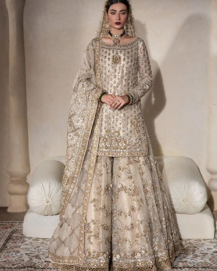 Designer Pakistani Partywear and Wedding Sharara with kameez and Embroidery Bespoke - DN-1117