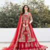 Red Gorgeous Pakistani wedding lehenga with Short split Jacket and Embellishment - DN-1358