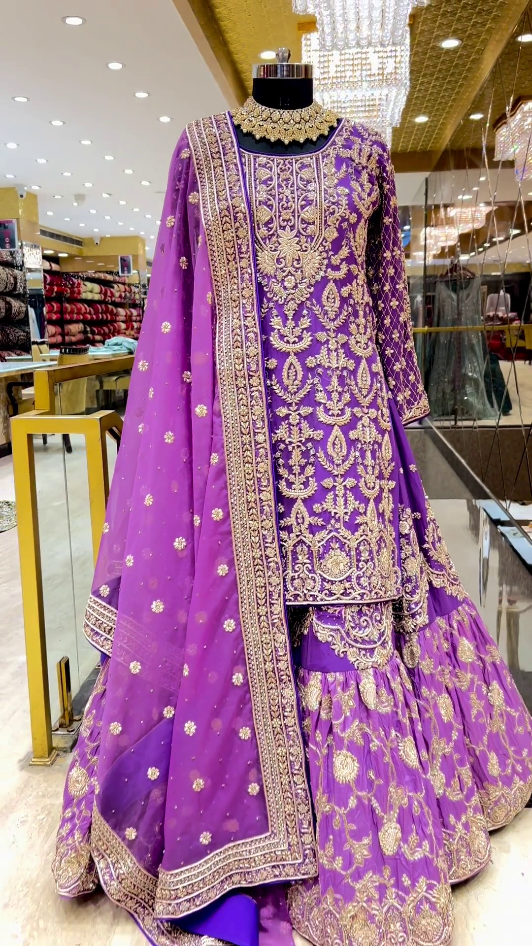 Designer Purple Pakistani wedding Frill long Trail lehenga with kurti and Embellishment - DN-1434