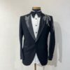 Black Designer Partywear Tuxedo Suit with Embroidery Bespoke made to order - DN-1250