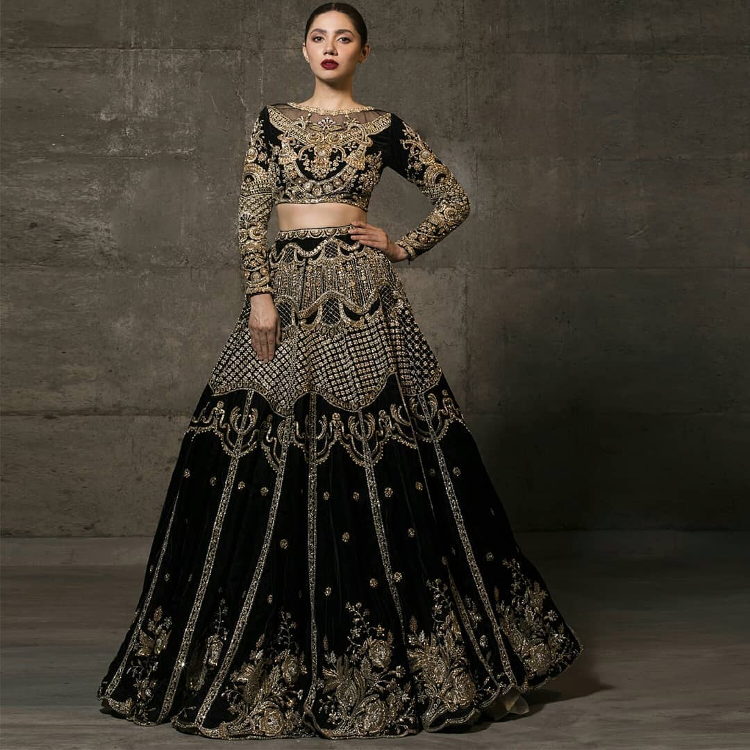 Classy Black Designer Wedding and Partywear lehenga choli with golden Embroidery - DN-1357
