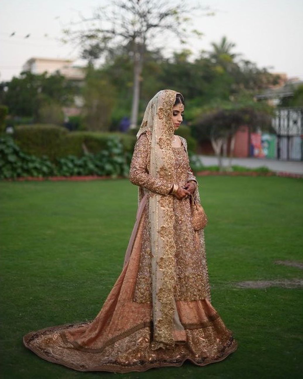 PAKISTANI EMBROIDERED LONG KAMEEZ WITH LEHENGA - DN-1672
