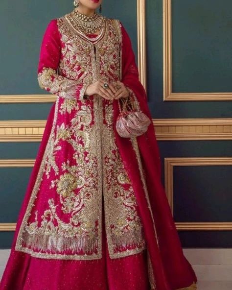 Pink Designer Partywear and Wedding lehenga with Embroidered split Kurti - DN-1349