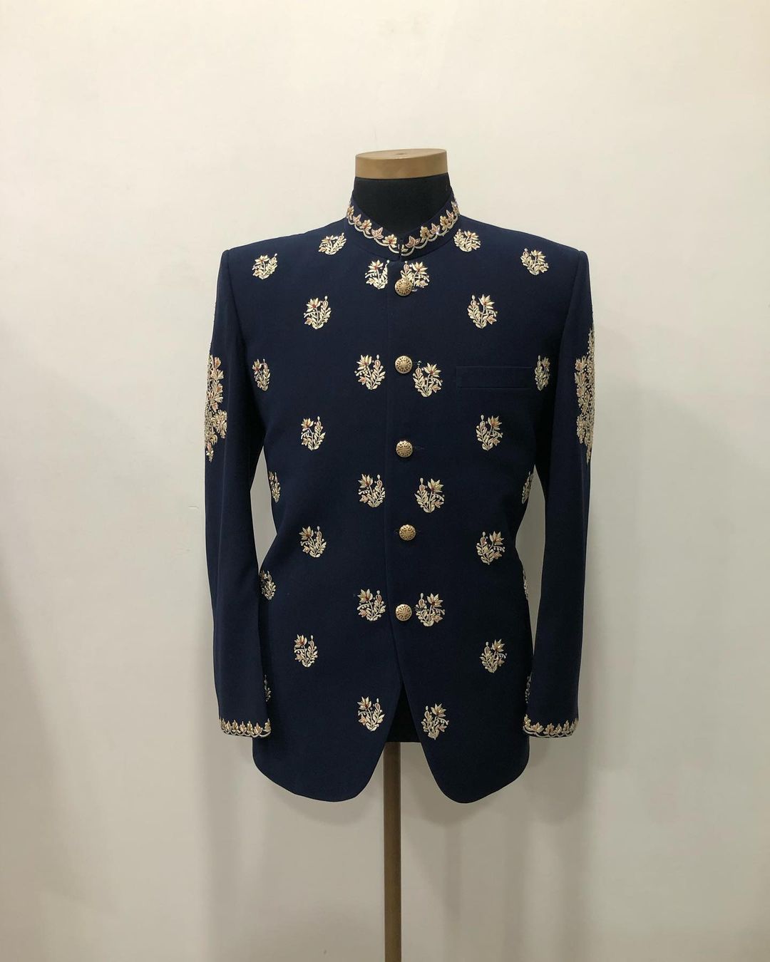 Blue Designer Wedding Suit With Embroidery Bespoke made to order - DN-1251