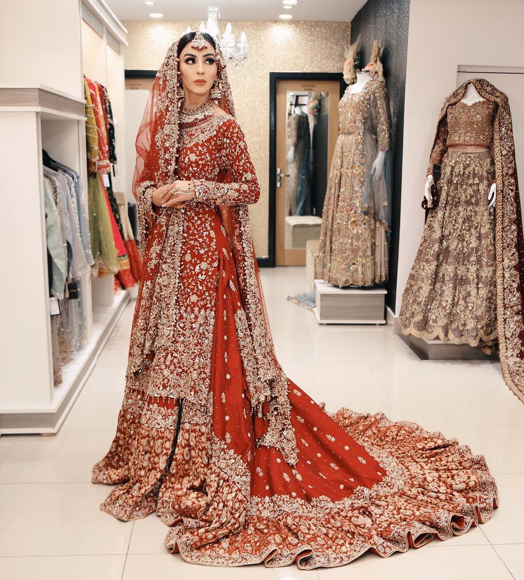 Traditional Pakistani Wedding long Frill Lehenga with Kurti and Embellishment - DN-1393