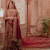 Red Classy Pakistani Designer Bridal long Split Anarkali with long veil and Embellishment - DN-1398