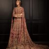 Red Designer Pakistani Bridal Long Trail Gown with Embellishment - DN-1556