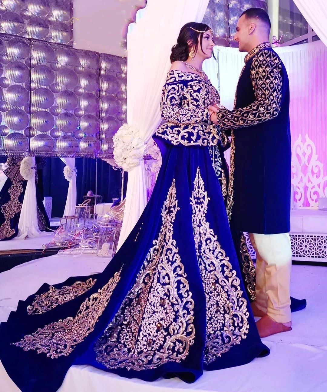 Classy Blue Designer Reception long Trail lehenga with Peplum and Embroidery Bespoke made to order - DN-1244