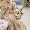 Online Handwork Golden Anarkali Wedding Dress for Brides - DN-3001