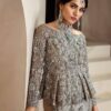 Wedding Grey Bridal Lehenga With Silver Embroidery & Short Peplum Blouse – DN-1956
