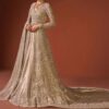 Golden Designer Reception Split long Trail Anarkali with lehenga and Embellishment - DN-1344