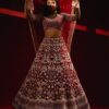 Classy Designer Maroon Indian Bridal lehenga choli with White thread work and Embellishment - DN-1340