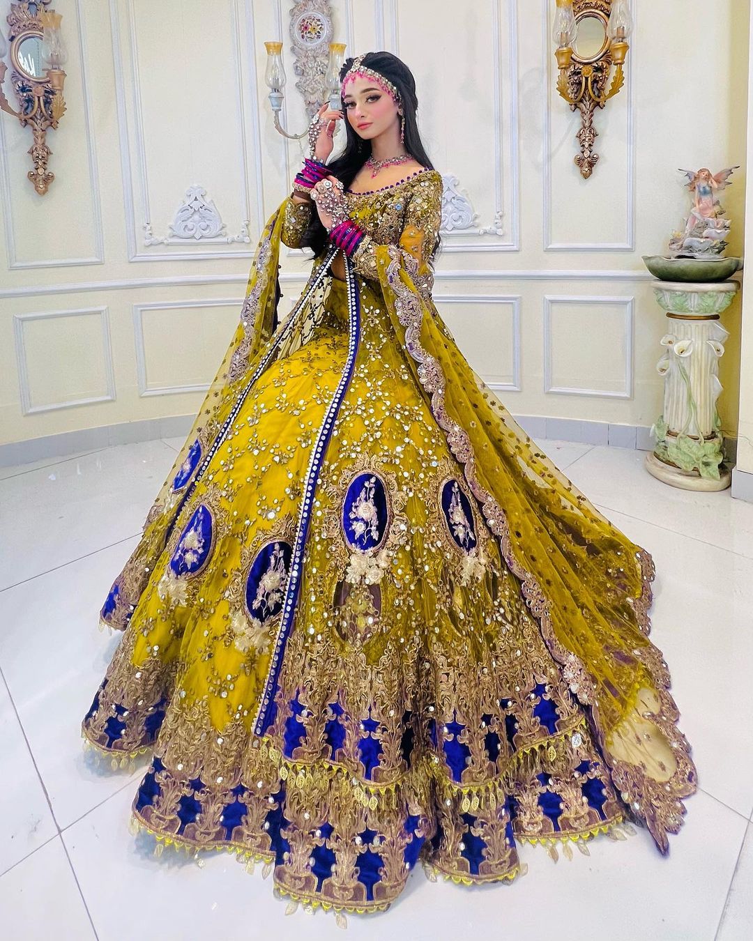 Yellow Designer Reception and wedding  lehenga with split jacket and Embellishment - DN-1339