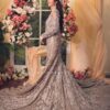 Bridal Golden Long Trail Gown with Embroidery