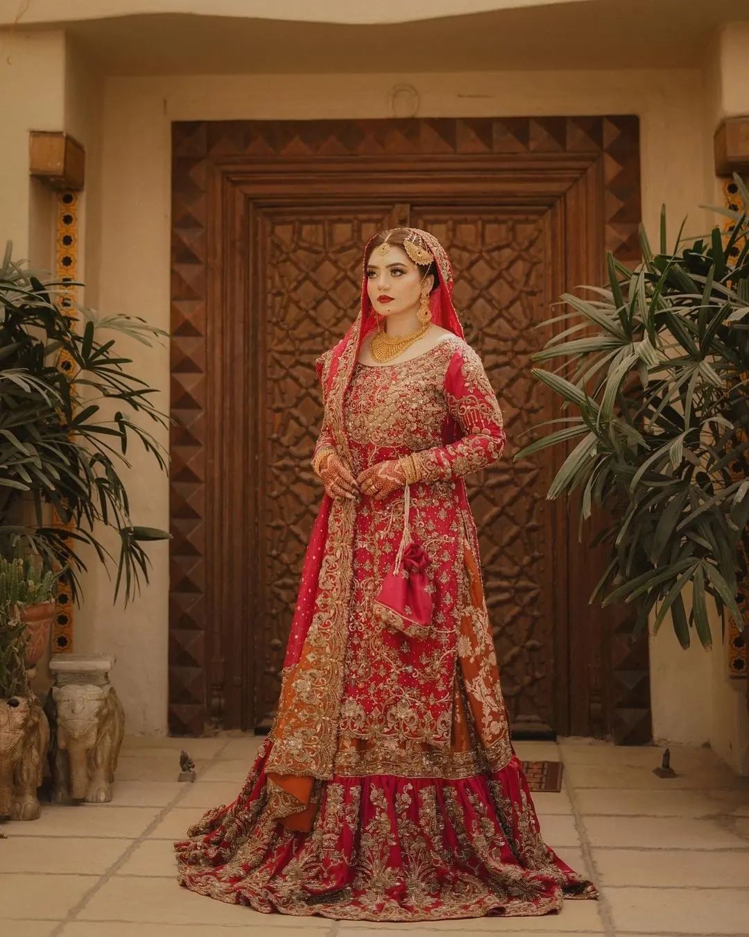 Red Beautiful Designer Pakistani Nikaah Frill lehenga with kurti and Embellishment - DN-1328