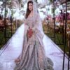 Designer ivory lehenga with embroidery short kameez and embellishment - DN-1910