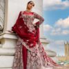 Red Designer Pakistani Wedding long Trail Split Anarkali with lehenga and Embroidery Bespoke -DN-1284