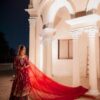 Red Long Anarkali Bridal Lehenga with Golden Embroidery - DN-1985