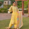 Yellow Designer Partywear Salwar Kameez with embroidery Bespoke made to order - DN-1215