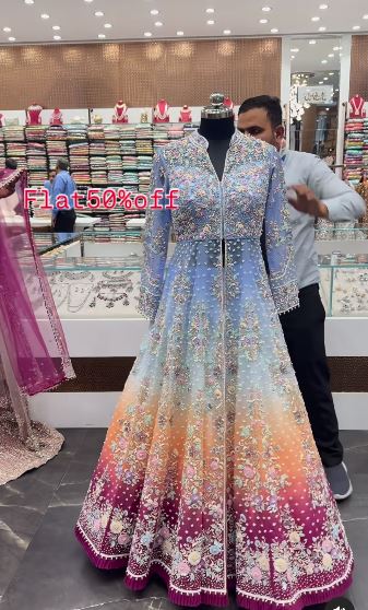 Stunning Multicolor Ombre Anarkali Gown - DN-1052