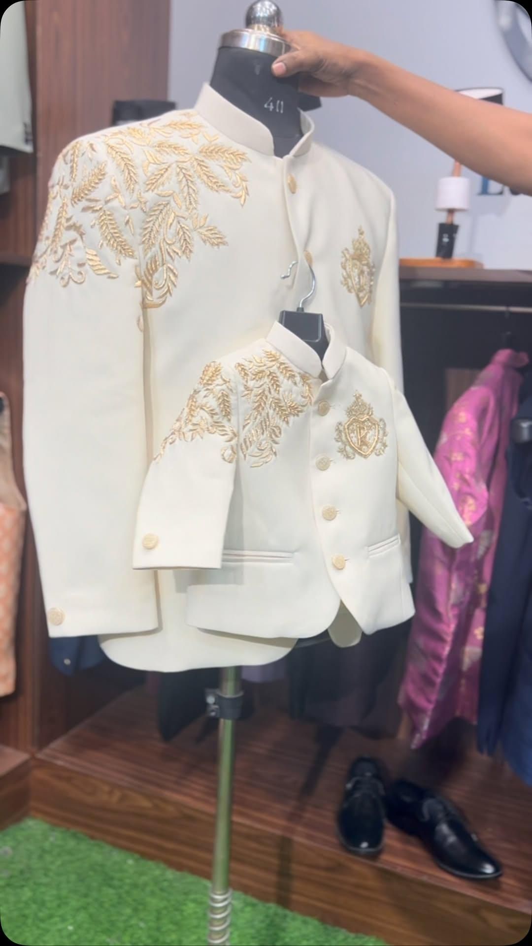 Ivory Father-Son Matching Sherwani Set jodhpuri - DN-1026