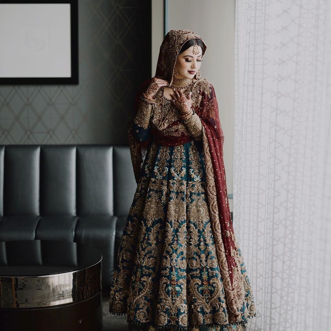 EMBROIDERED LONG BRIDAL ANARKALI WITH LEHENGA - DN-1900