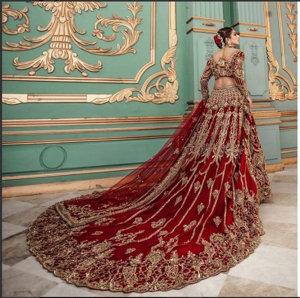 Luxury Long Tail Gown & Zardosi Work Shadi Joda – Elegant Wedding & Pre-Wedding Long Trail Dress for Women - DN-2071
