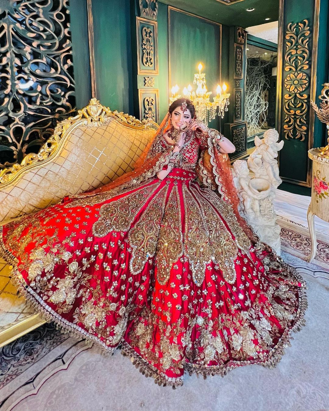 Classy Red Designer Indian and Pakistani Bridal Lehenga choli with Embroidery - DN-1388