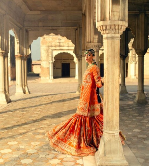 Wedding Special Orange Rust Gharara Garara Made to order - DN-1037