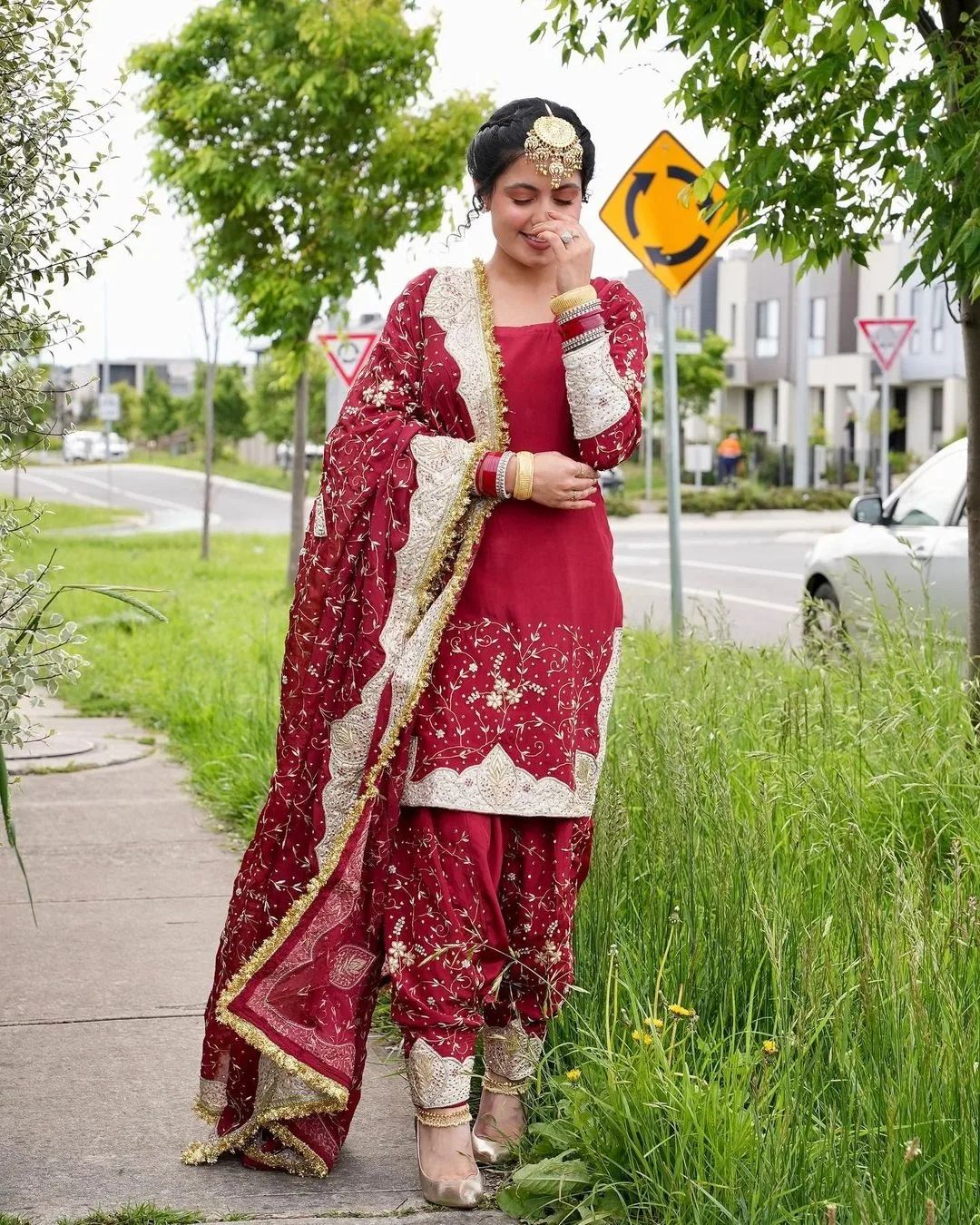 Red Designer wedding Salwar kameez with embroidery Bespoke made to order - DN-1217