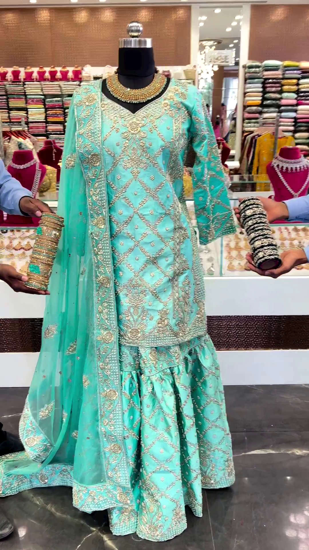 Designer Pakistani wedding Garara with Embroidery - DN-1424